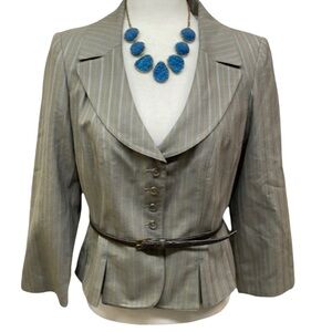 Isabel & Nina Gray With Light Blue Pinstripes